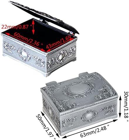 WJCCY Метална кутия, Малко са Финансирани, Реколта Кутия за Съхранение на Пръстени, Обици, Колиета, Органайзер за Сандъка със съкровища (Цвят: сребърен размер: 63x30x50 мм)