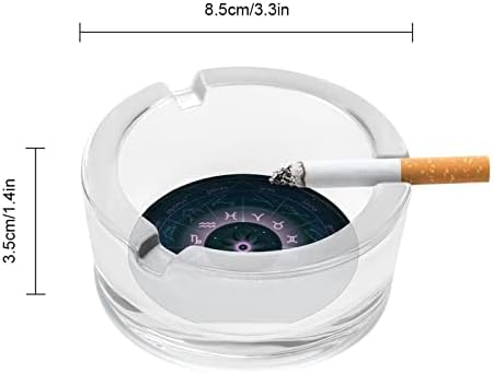 Кръг Хороскоп, Знаци на Зодиака Кръгли Стъклени Пепелници Титуляр за Портсигара Прекрасен Пепелник За Пушачи