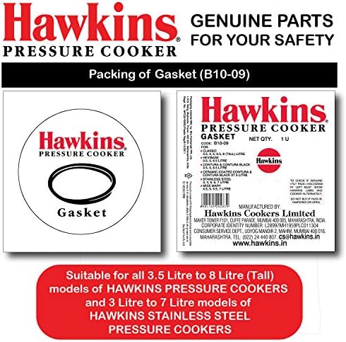 Полагане на Hawkins за Ограничаване на пръстена тенджера под налягане с обем от 3,5 до 8 литра, Средна, Черна