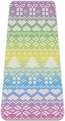 Siebzeh Цветна Дъга коледно килимче за йога с геометричен модел от Премиум-клас, в екологично Чист Гумена подложка за здраве и фитнес, Нескользящий мат за всички видове упражнения, йога и пилатес (72 x 24x 6 мм)