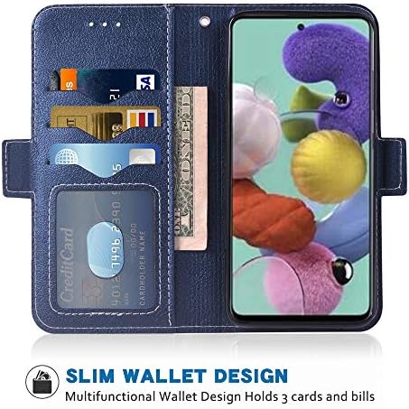 Съвместимост с Samsung Galaxy A51 2020 4G Калъф-портфейл с панти капак-фолио, отделения за кредитни карти, изкуствена кожа, Сверхпрочная Защита на цялото тяло, Стойка, Защитен калъф за вашия телефон Glaxay GalaxyA51