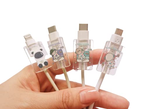 Скъпа Мультяшная Защита кабел за зарядно на iPhone, Android, Kawaii My Melody с шарени кучета Куломи, комплект от 4 теми, Защита на USB кабел, Защита за зарядно кабел, Скоба за кабел, USB-Зарядно устройство (4)