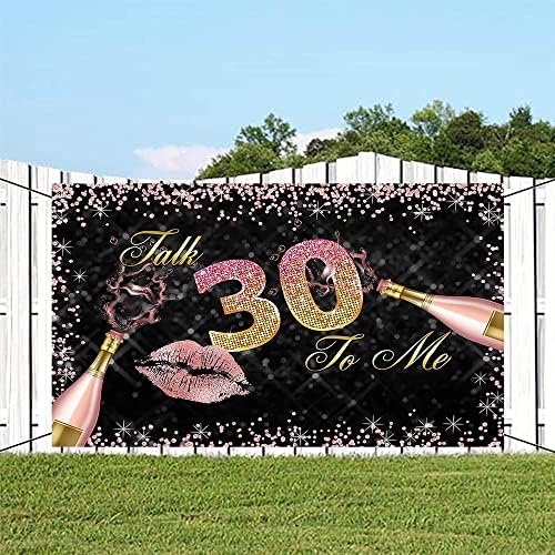 Говорете 30 с Мен на Фона на Рожден Ден Розово Злато Устните Шампанско Поздрав за 30-ия Рожден Ден Украси за Доставка Банер на Тридесет Дни от Раждането Подпори за Жен