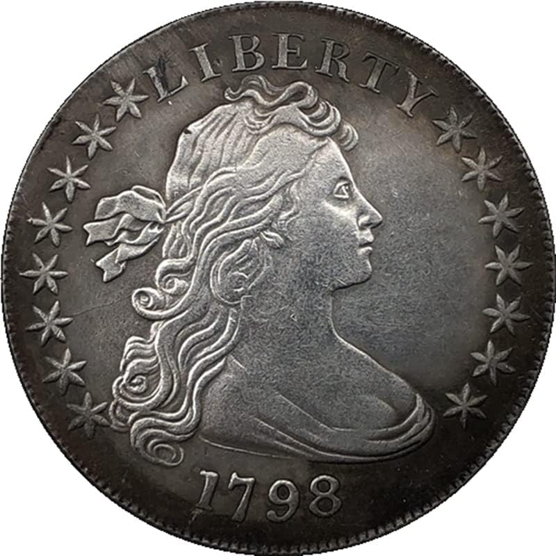 Старите американски монети 1798 година, Месинг със сребърно покритие, Монети Старинни Занаяти Чуждестранни Възпоменателни монети
