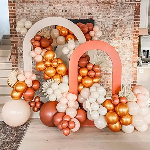 Жженые Оранжеви балони RUBFAC, 70 броя 10-инчови Метални Оранжеви Балони и Ленти, Дебели Латексови Балони за Абитуриентски, Сватбени Аксесоари, Украса за парти в чест на Детската душа