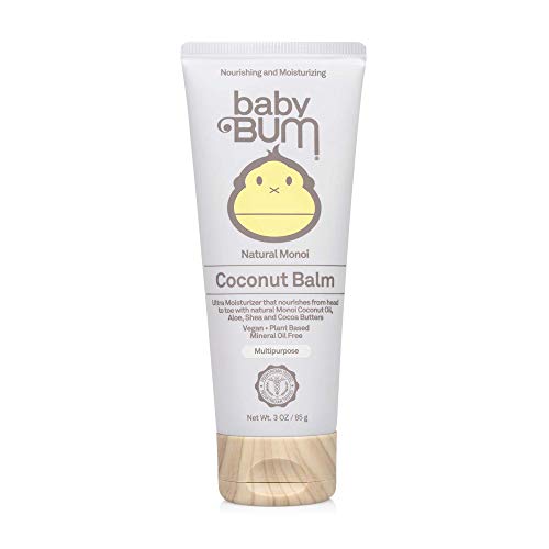 Coconut балсам Baby Bum Natural Monoi - Натурално кокосово масло - Безопасно за чувствителна кожа - Размер за пътуване - 3 грама (опаковка от 2 броя) (Тубичка за пътуване)