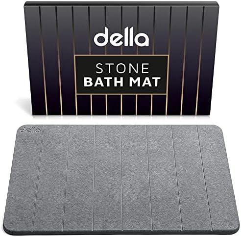 Подложка за вана Della Premium Stone - Суперпоглощающий подложка за душ с диатомовой земята - Быстросохнущий камък за пода в банята - Модерен подложка за баня от диатомита, Влагопоглощающий подложка за сушене на чинии