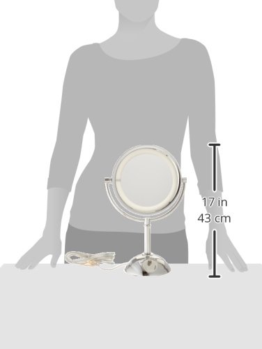 Десктоп огледало за грим с подсветка Jerdon - Огледало за грим с подсветка на Halo от 1-кратно и 8-кратно увеличение в хромированном изпълнение на Тоалетен огледало с диам
