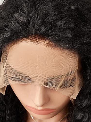 VDESC Перуки, изработени от човешка коса на Дантели 13 * 4, Перука от Човешка Коса на Дантели Отпред, за чернокожите Жени (Цвят: 150Density 13 *4 Черен, размер: 18 см)