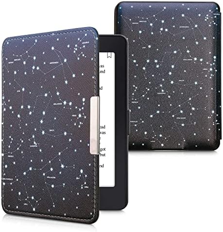 калъф kwmobile, който е съвместим с Kindle Paperwhite - калъф за четец на електронни книги от изкуствена кожа - звездна карта Бял/тъмно син