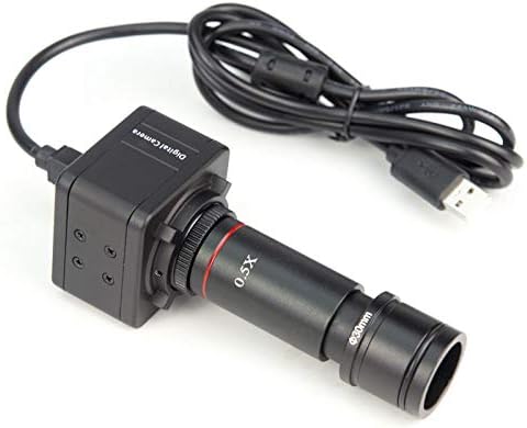 JKCKHA SRATE Марка 5.0 MP HD Микроскоп USB Цифров Електронен Окуляр с C-Монтиране 0.5 X Адаптер за фокусиращ 23,2 мм, 30 мм 30,5 мм Релеен обектив (Цвят: черен)