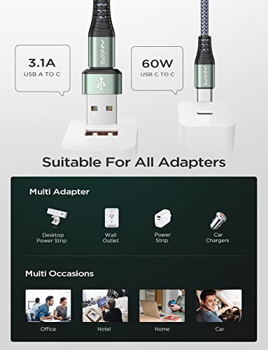 Кабел AINOPE USB C-C USB с дължина 0,9 фута, 60 W, кабел Type C-Type C, Кабел за бързо зареждане на USB C за MacBook Pro 2020, iPad Pro 2021, iPad Air 4, Samsung Galaxy S23 Ultra, S22 Ultra и други