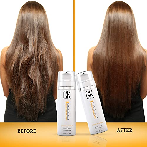 GK HAIR Global Кератиновый Незаличими Крем-Балсам 130 мл - Органични Серум За коса С Аргановым масло За Контрол на Резба и Възстановяване на Суха Изтощена Коса 50 мл