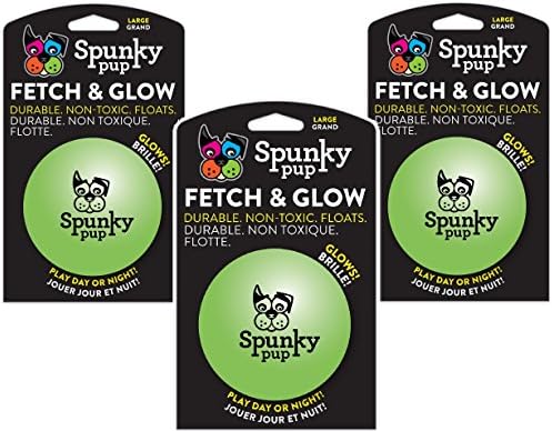 Spunky си кученце (3 опаковки) Fetch и Светещото кълбо - Голям [Цветовете варират]