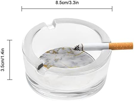 Златна Мраморна Стъклен Пепелник за Цигари и Пури Класически Кръгли Пепелници от Прозрачен Кристал