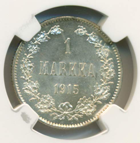1915 г. FI Финландия (с Русия) Сребърна марка на Николай II MS64 NGC
