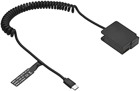 DMW-DCC8 Фиктивен Батерия USB-C Интерфейсен Адаптер BLC12 Фиктивен Батерия Интерфейсен Адаптер с Пружинным кабел за захранване от USB Type-C Замяна за фотоапарати Panasonic Lumix DMC-FZ3