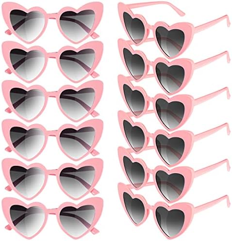 Flutesan 12 Чифта Слънчеви Очила във формата на Сърце Моминско Сърце Слънчеви Очила Vintage Cat Mod Ретро Очила за Жени