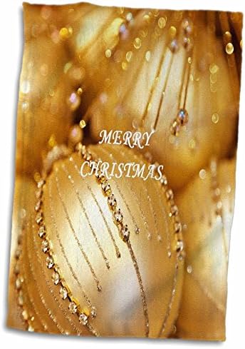 3dRose Florene Празнична графика - Весела Коледа топки от чисто злато - Кърпи (twl-61941-1)