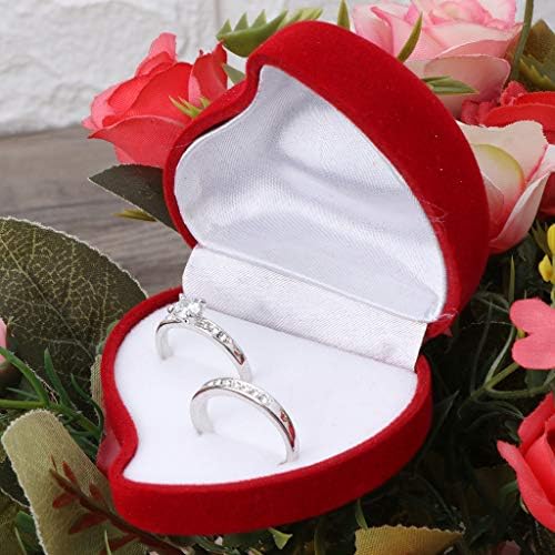 Кутия за пръстени от флокированной тъкан Diarypiece, кутия за опаковане на бижута използвате единични и двойни пръстени във формата на прасковен цвят сърце и рози