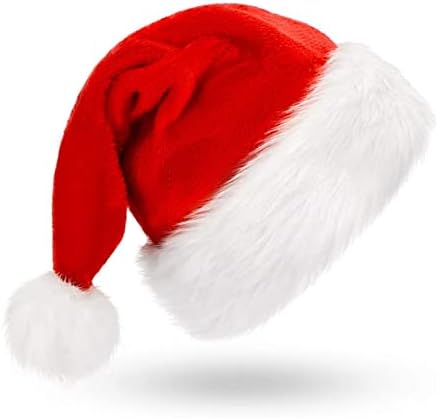HEMOTONE Шапка на Дядо Коледа, Шапка за Коледно парти, декорация за Коледната елха, Скъпа Шапка, подарък за Нова година, украса за Коледно парти (Цвят: 40-32 см, размер: 4 бр.)
