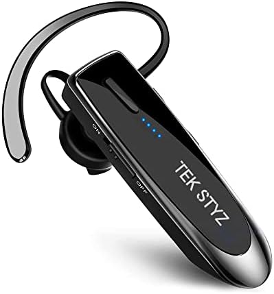 Слушалки Tek Styz, съвместима с Microsoft Lumia 950 XL, безжични слушалки в ушите с две SIM-карти, Bluetooth версия 5.0, водоустойчив IPX3, двойни микрофони 24 часа в денонощието, намаляване на шума (черен /сребърен)