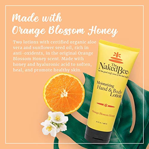 Лосион за ръце и тяло The Naked Bee Orange Blossom Honey 6,7 унции + Пробник Балсам за устни, кокос и Мед, Нар и Мед, Грейпфрут мед, лавандула и абсолютни пчелен восък + Лосион за ръце и