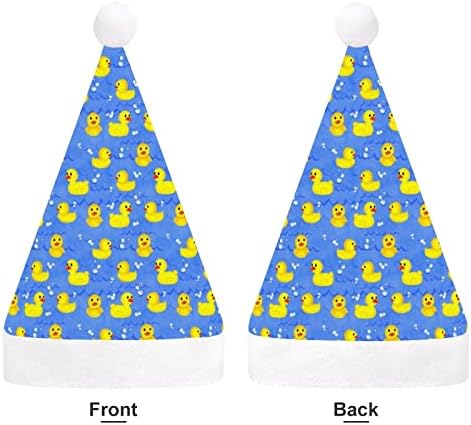 Гумени Жълти Патици Коледна Шапка на Дядо Коледа Шапки и Къси Плюшени с Бели Ръкавели за Мъже Жени Коледна Украса За Празнично Парти