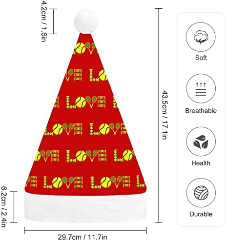 Любовта Тенис Коледна Шапка на Дядо Коледа Шапки и Къси Плюшени с Бели Ръкавели за Мъже Жени Коледна Украса За Празнично Парти