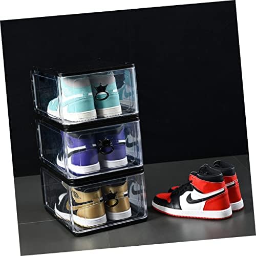 DEPILA 5 бр. кутия за съхранение, Штабелируемая обувки за Прозрачни обувки, Малки Пластмасови кутии, Дебели Контейнер, Органайзер за Спални, Прозрачно Сив размер, легло
