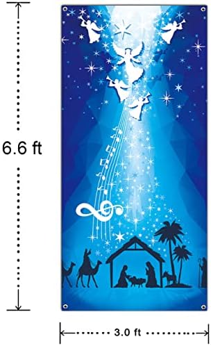 Раждането на Исус е Вратата на Кутията Коледна нощ Ясла рождество сцени Врата Банер Голям Религиозен Коледен Фон Украса на Сцената Ясла Религиозен Син Банер на Фон