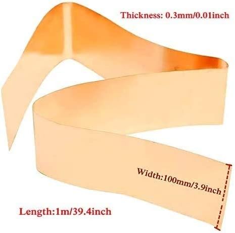 Метална медни фолио HaveFun Ролка лента от меден лист с различни размери Латунная тънка плоча може да се използва с машинно под налягане месингова плоча от дървен материал (размер: 0,3 mm x 100 mm)