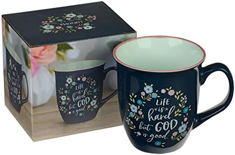 Християнски Художествени подаръци, Голяма Керамична Чаша за кафе и чай с цветен Модел от Писанията за жени: Бог е добър - Пс. 107: 1, Поощряющий Стих от Библията за прия?
