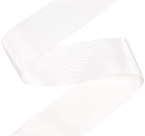 Двустранен сатен лента YAMA - 1 1/2 25 Ярда за Хвърляне ленти за опаковане на подарък, бяла