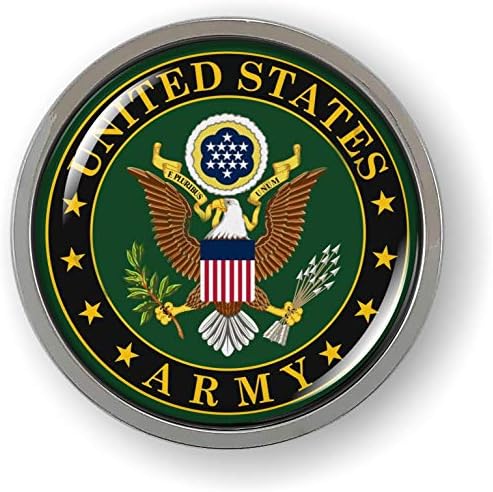 [Официално лицензиран продукт] - 3D Куполообразная Автомобилна Емблема на Армията на САЩ, Стикер Върху Иконата, Хромиран Метален Кръг на Панела