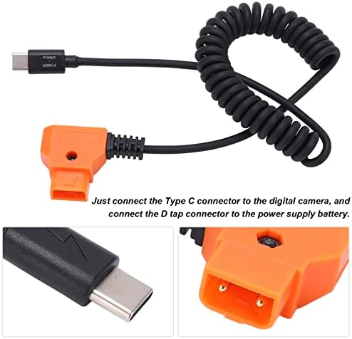 ASHATA C USB към Конектора D, C USB за Мобилен телефон, Таблет устройство към Конектора D, Гъвкав Пружинен Кабел за Захранване, Жак Адаптер за Камера с V-Образен Стена, Батерия за фотоапарат