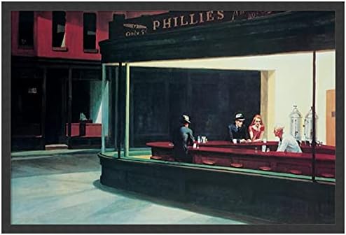 Гравюра в рамката на Нощни ястреби, 1942 Едуард Хоппера: Външен размер 37 x 25