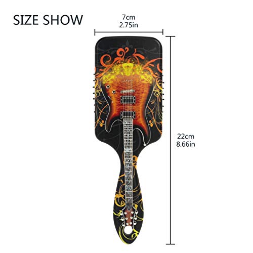 Четка за коса на въздушна възглавница Vipsk, Пластмасовата китара с многоцветни звезда Черен цвят, Подходящ за добър масаж и Антистатични разнищване на Косата, подхо?