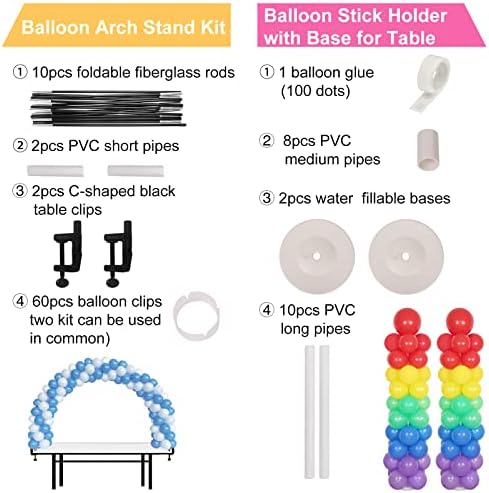 Настолна Арка от балони RUBFAC и комплект за каботажните колони от балони за секс, Регулируема Комплект Калници, 63 Инча(Ите), Поставка за кулата от балони с шестия и Нап