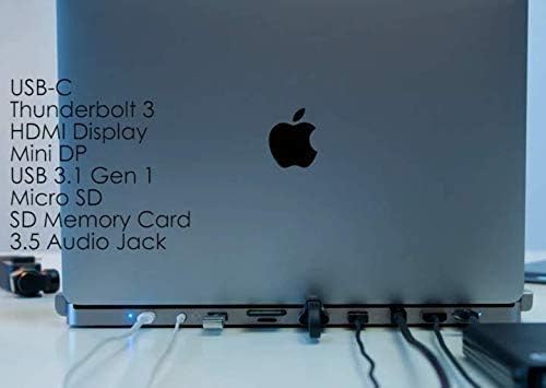 Многопортовая докинг станция за лаптоп USB адаптер C, стандартна докинг станция USBC тип C 10 в 2 за новия MacBook Pro 13 инча [-2019] [Space Сив]