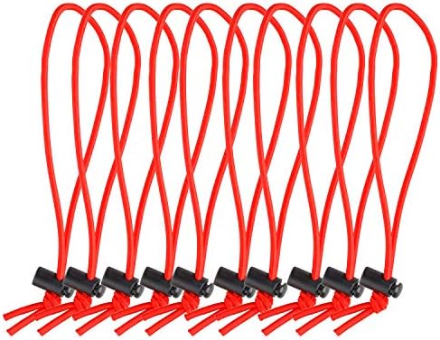 POWRIG 6 Гъвкави Кабелни Превръзки Бънджи-Въжета Регулируемо Управление кабел за Еднократна употреба -Червен (10 бр)