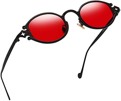 RANHUU Готически Vintage Слънчеви Очила в Стил Джон Ленън, Овални Слънчеви Очила в стил Steampunk, Ретро Огледални Слънчеви Очила, Дамски слънчеви Очила Унисекс