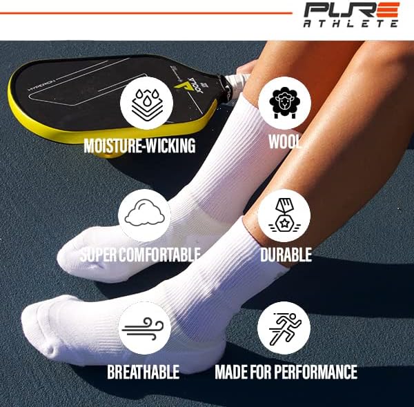 Чорапи за пиклбола Pure Athlete с подплата Crew - Анти-Блистерные Чорапи за тенис и пиклбола