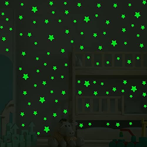 Цветна Светещ Стикер на стената Детска Стая, Спалня Художествена Стикер на Тавана Начало Декор Светещ в Тъмното Стикер Малки Стикери за стена (Зелен, един размер)