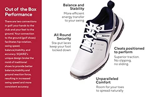 Мъжки спортни обувки за голф SQAIRZ Speed, Обувки за голф, Осигуряващи баланс и ефективност, Сменяеми шипове, Водоустойчив, Мъжки обувки за голф с шипове, Мъжки обувки за ?