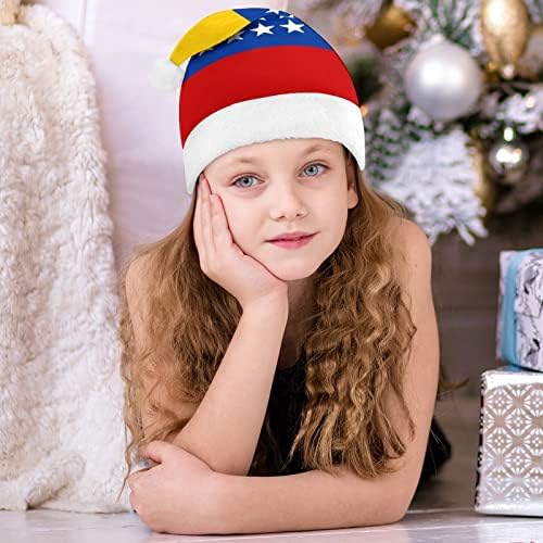 Флаг на Гран Колумбия Коледна шапка, мек плюшен шапчица Дядо Коледа, забавна шапчица за коледно новогодишната партита