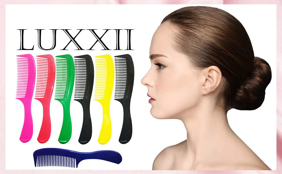 LUXXII - (7 опаковки) 8 Цветна гребен за оформяне с кръгла дръжка, предназначена за всички типове коса