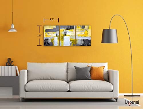 Декор MI Абстрактно Стенно Изкуство Жълто-Сиво Стенно Изкуство, в Рамката на Платното е Абстрактна Живопис за Хол Спалня Офис у Дома си Съвременно Произведение на А?