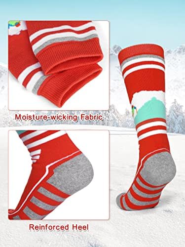 Cooraby 4 Чифта Детски Ски чорапи, Чорапи за Ски и Сноуборд, Зимни Топли Минерални Чорапи за Сняг, Чорапи за Ски Обувки за Малките Момчета И Момичета