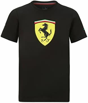Официален продукт на Ferrari Scuderia Формула 1 - Детска тениска Scudetto Голям размер - Черен цвят - Размер 3-4 години